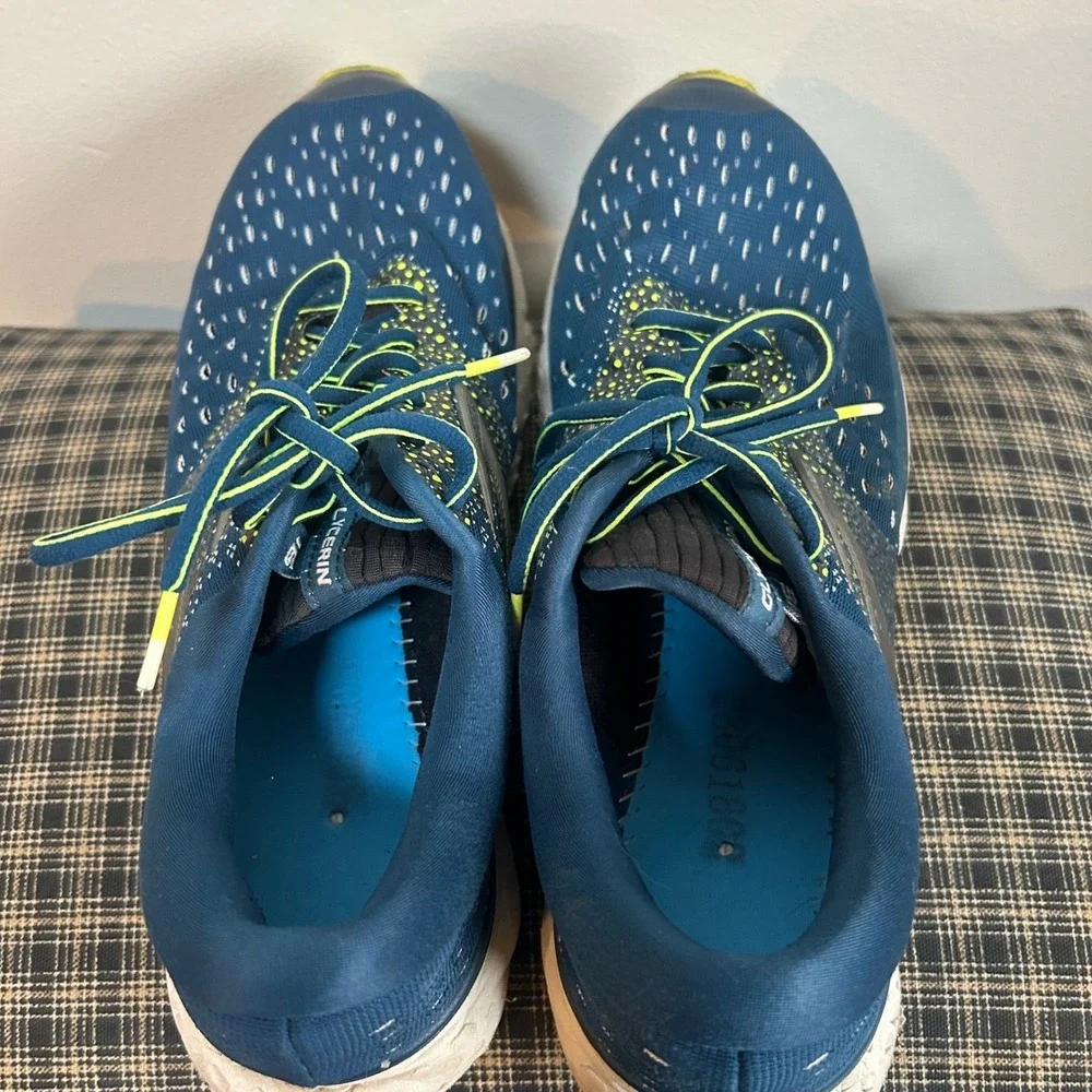 Brooks Glycerin 15‎ Men's Running Shoes Blue Yellow Sz 10.5 Wide